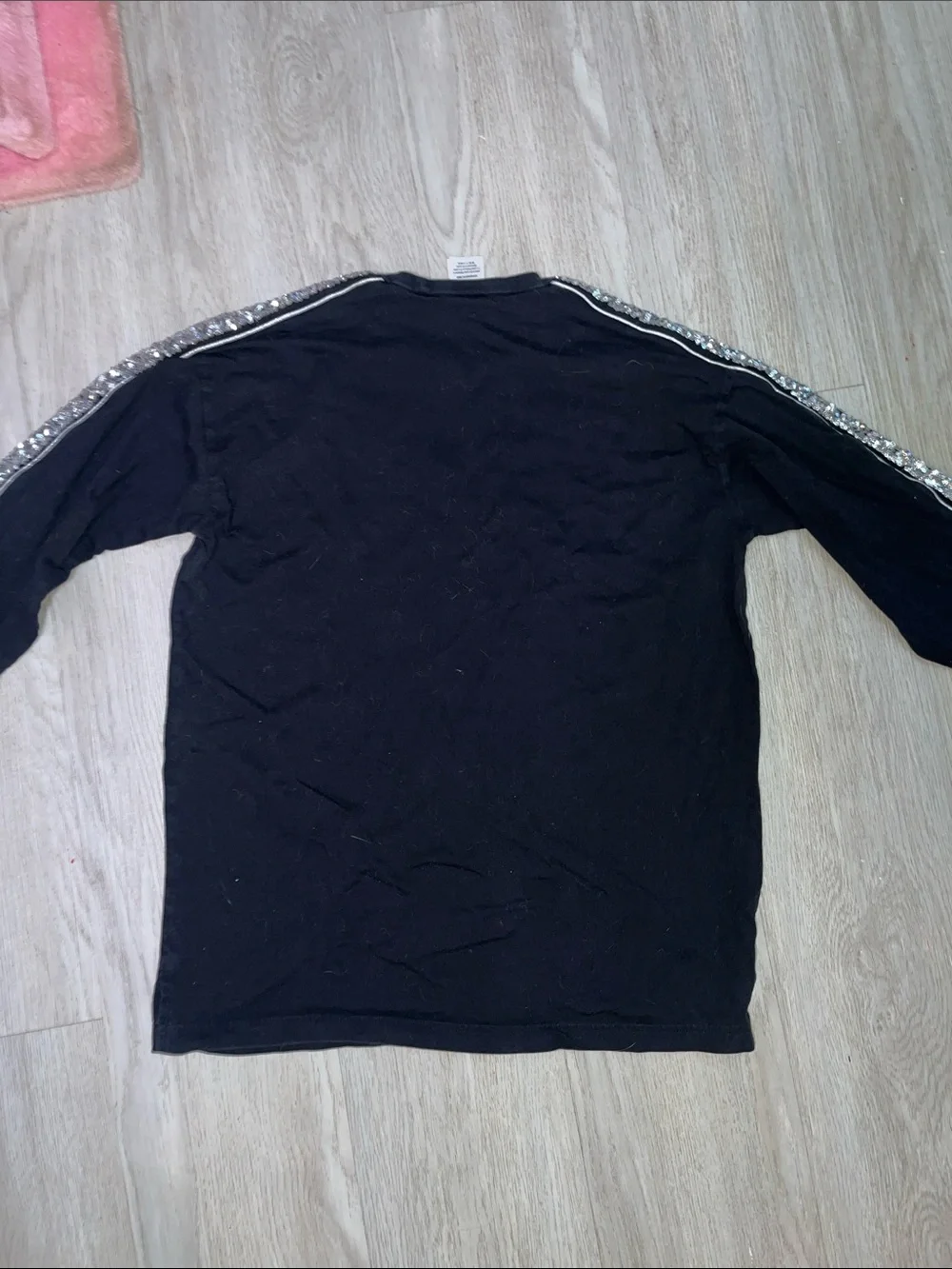 PINK Victorias Secret Sequin Sleeve Holiday Long Sleeve Tee Small